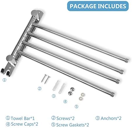 JSVER 4 Arms Swivel Towel Rack SUS304 Stainless Steel 1