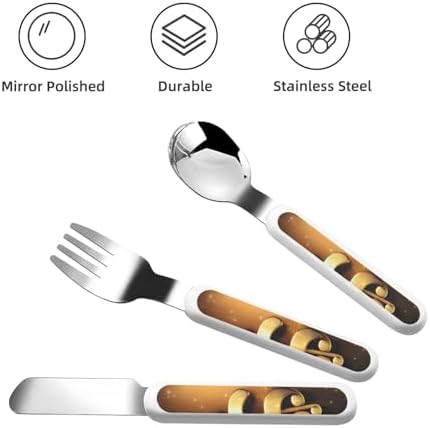 Gold Musical Note with Fallen Shiny Star Print Flatware Set with Travel Case