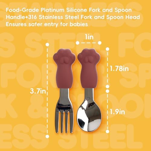 6PCS Toddler Utensils Set stainless steel with cat paw handles