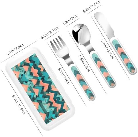 Coral and Teal Arrows Print Cutlery Set with Travel Case