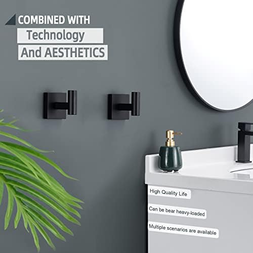 KOKOSIRI Robe Hook 2 Pack Matte Black Stainless Steel