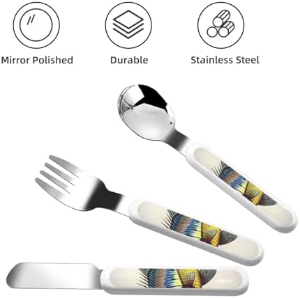 Fly Yellow Fish Print Utensil Set with Travel Case Durable Safe