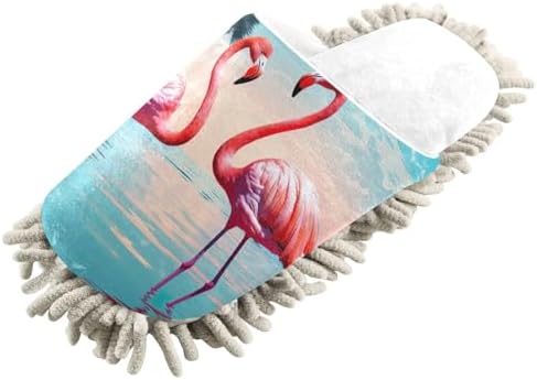 Cozy tropical beach print mop slippers for women