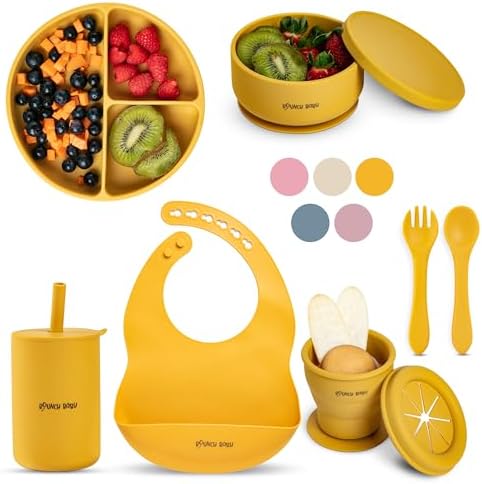 BOUNCY BABY Silicone Feeding Set 8 PCS Yellow