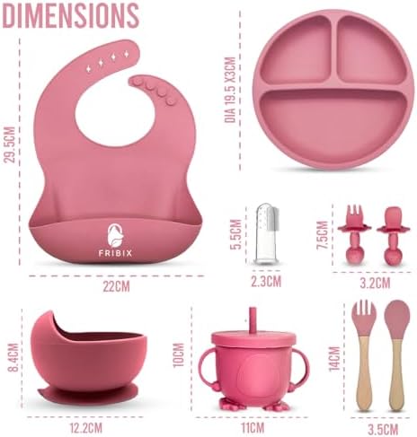 9PC Silicone Baby Feeding Set with Suction Bowl Plate