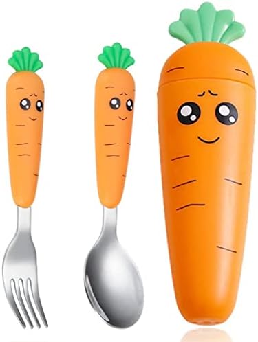 Spool Fork Set for Babies Self-Feeding Travel Cutlery with Case