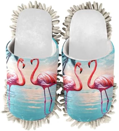 Cozy tropical beach print mop slippers for women