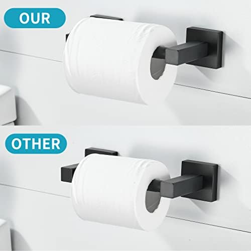 WOLIBEER Black Toilet Paper Holder with Double Post Pivoting Design
