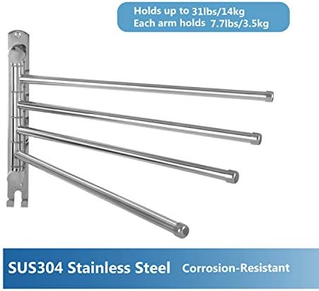 JSVER 4 Arms Swivel Towel Rack SUS304 Stainless Steel 1