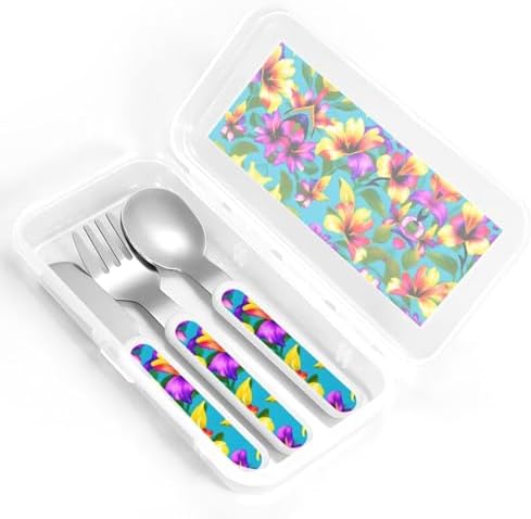 Stainless Steel Hawaiian Colorful Flowers Utensils Set