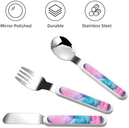 YQxwJLPink Cotton Candy Print Stainless Steel Flatware Set with Travel Case