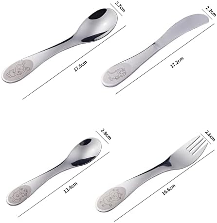 KICHOUSE Set of 4 Boys Girls Fun Cutlery Flatware for Children