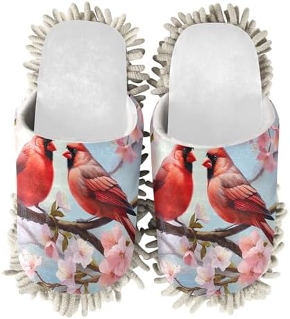 RunningBear White Two Birds Cherry Blossom Mop Slippers 1
