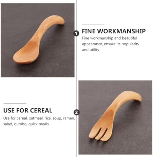 IC 1 Set Wooden Childrens Fork Spoon Portable and Adorable