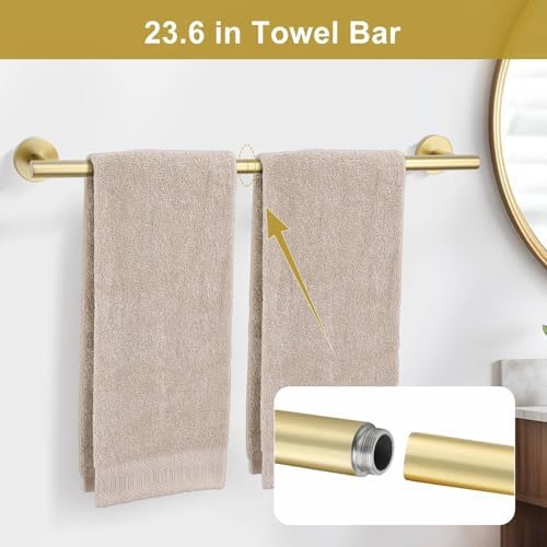Elegant 5-Piece Gold Towel Bar Set