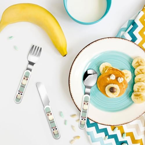 Elegant Cartoon Owls Travel Utensil Set