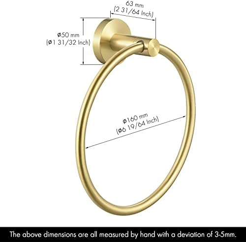 Stainless Steel Ease Bath Towel Ring Hook Screw-Mounted Brass Finish Rust-Resistant