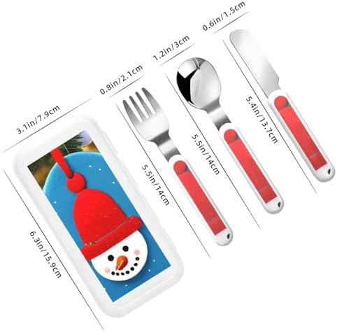Stainless Steel Christmas Carton Snowman Flatware Set with Travel Case