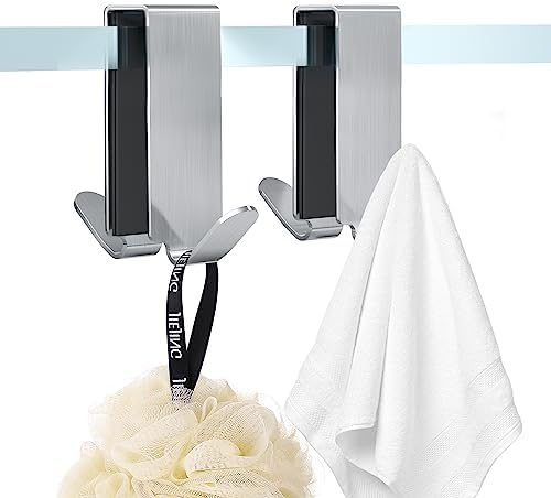 FUMAX Double-Sided Shower Door Hooks - Durable and Available in 2 Pieces