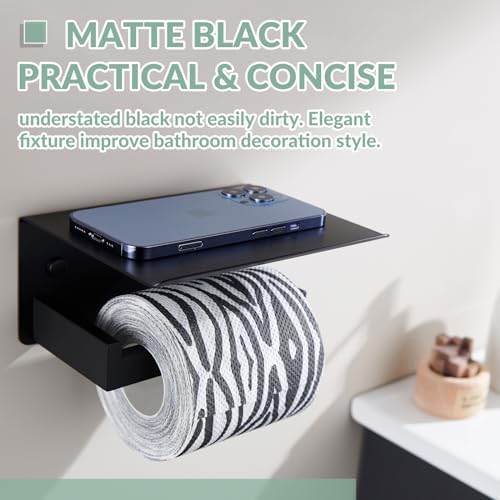 APLusee - Wall-Mounted Toilet Paper Loader Storage - Matte Black Rust-Resistant