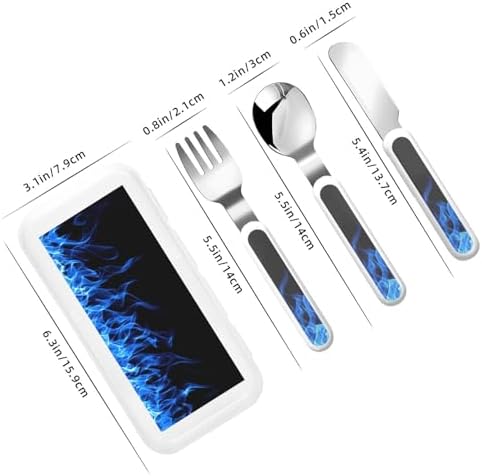 Blue Flame Print Utensil Set with Travel Case