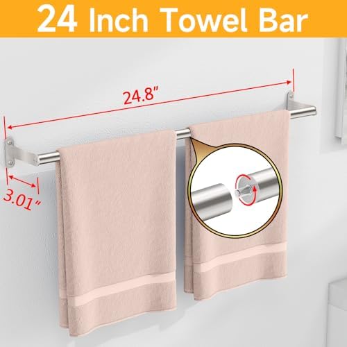 MKO 24 Inch Brushed Nickel Towel Bar
