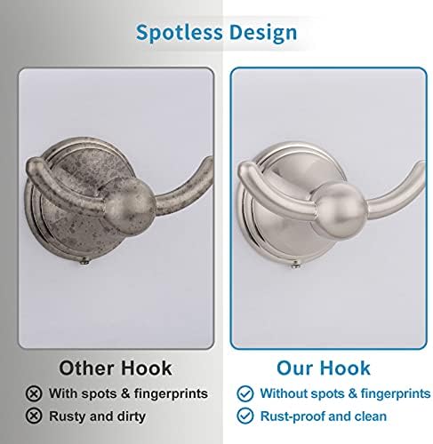 FILTA Brushed Nickel Towel Robe Hooks - Wall-Mounted