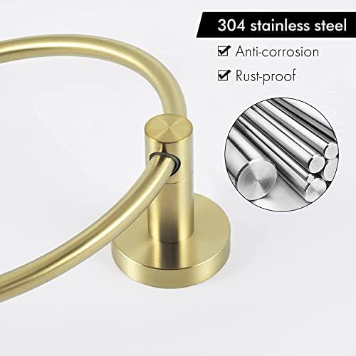 Stainless Steel Ease Bath Towel Ring Hook Screw-Mounted Brass Finish Rust-Resistant