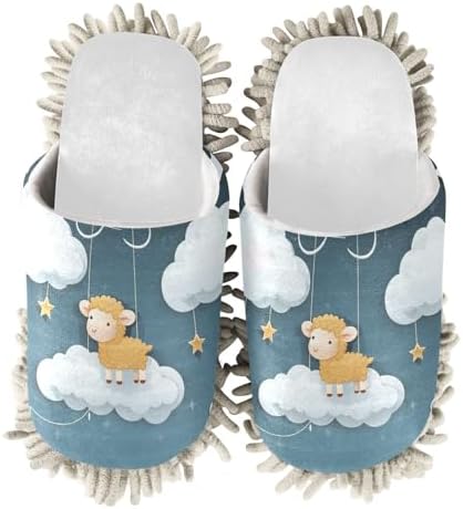 RunningBear White Sheep Cloud Mop Socks for Floor Cleaning