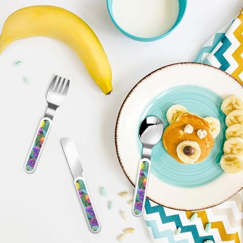 Stylish Hawaiian Flora Print Flatware Set Self-Feeding Dishwasher Safe Travel-Friendly