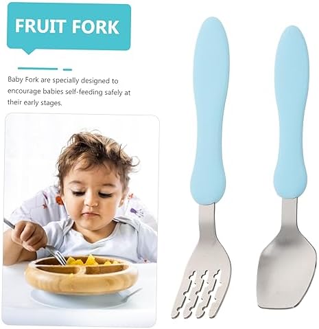 Safe self-feeding utensils set with storage box - Great for weaning