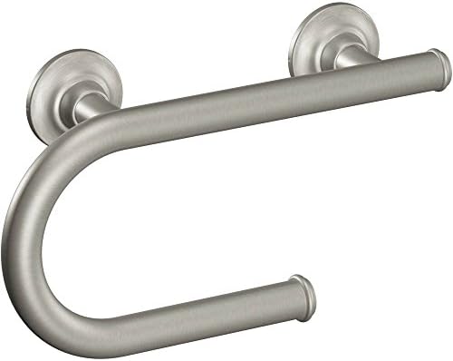 Moen 8-Inch Wall Mounted Grab Bar with Toilet Paper Holder