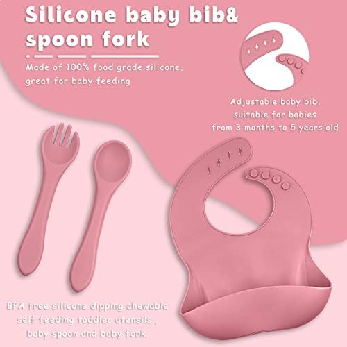 Adjustable Silicone Baby Feeding Set BPA-free Suction Cups for Toddler Weaning
