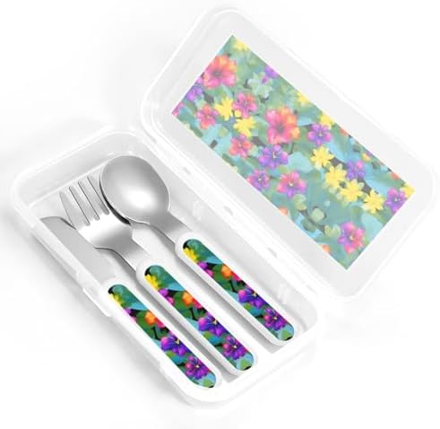 Stylish Hawaiian Flora Print Flatware Set Self-Feeding Dishwasher Safe Travel-Friendly