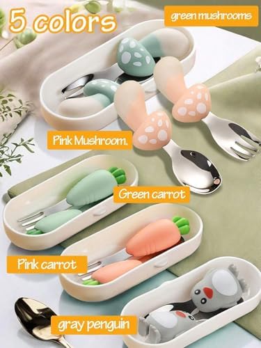 Personalized Toddler Utensils Set Stainless Steel BPA-Free Flatware for Self-Feeding