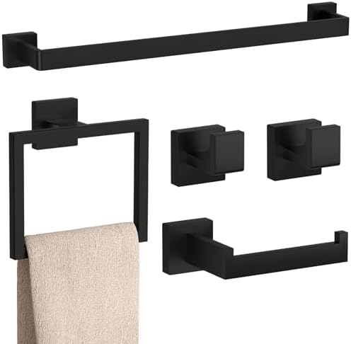 5-Piece Matte Black Bathroom Accessories Set