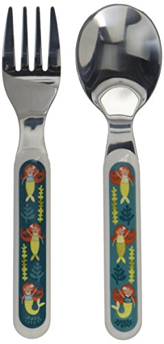 Mermaid-themed flatware set withname grip reusable case and cute design