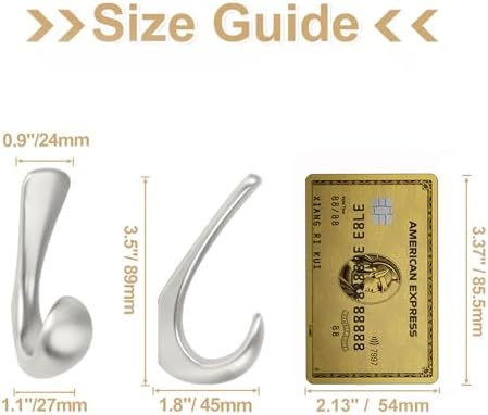 2-Pack Wall-Mounted Towel Hook Brushed Nickel Heavy Duty Bathroom Kitchen Use