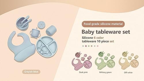 Silicone Baby Feeding Set 10pcs for Self-Feeding
