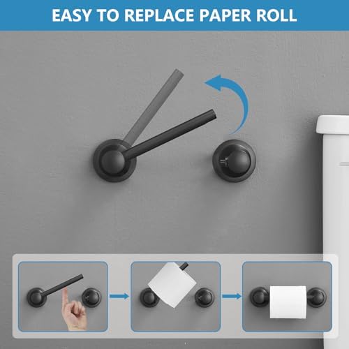 RUMOSE Toilet Paper Holder Towel Ring Set Black Matte 2-Pack