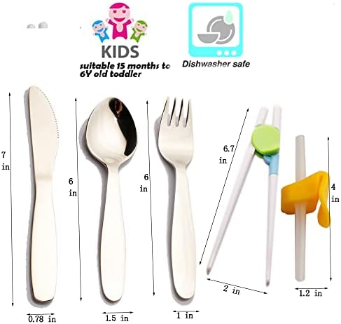 Enwinner Toddler Flatware Set Baby Spoons with Straws for Toddler Feeding
