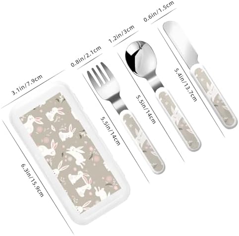 Easter Bunny Floral Print Utensils Set with Carrying Case