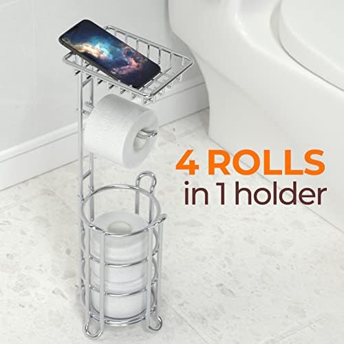 Sturdy Toilet Paper Holder with Shelf for Bathroom Storage Organizer