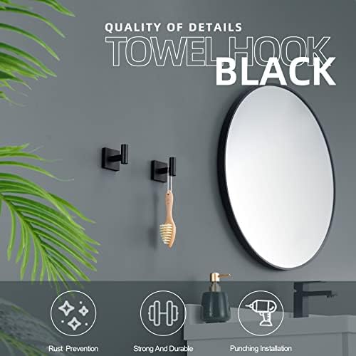 KOKOSIRI Robe Hook 2 Pack Matte Black Stainless Steel