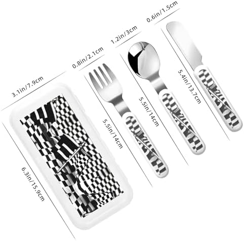 Checkered Flags Race Flags Print Flatware Set with Travel Case