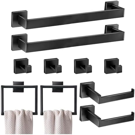 Premium 10-Piece Bathroom Hardware Set with Matte Black Design