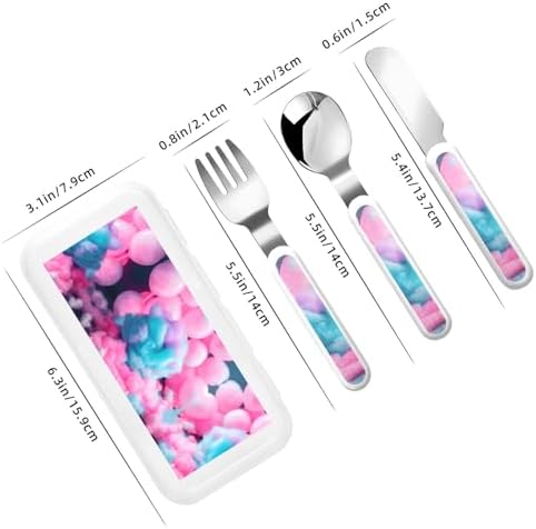 YQxwJLPink Cotton Candy Print Stainless Steel Flatware Set with Travel Case
