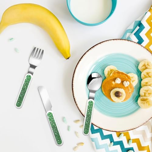 Green Sequin Sparkle Print Stainless Steel Flatware Set