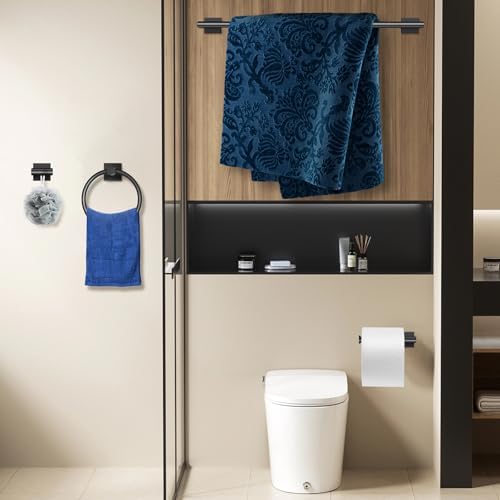 Matte Black Bathroom Hardware Set with 4 Essential Pieces