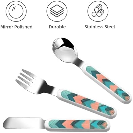Coral and Teal Arrows Print Cutlery Set with Travel Case